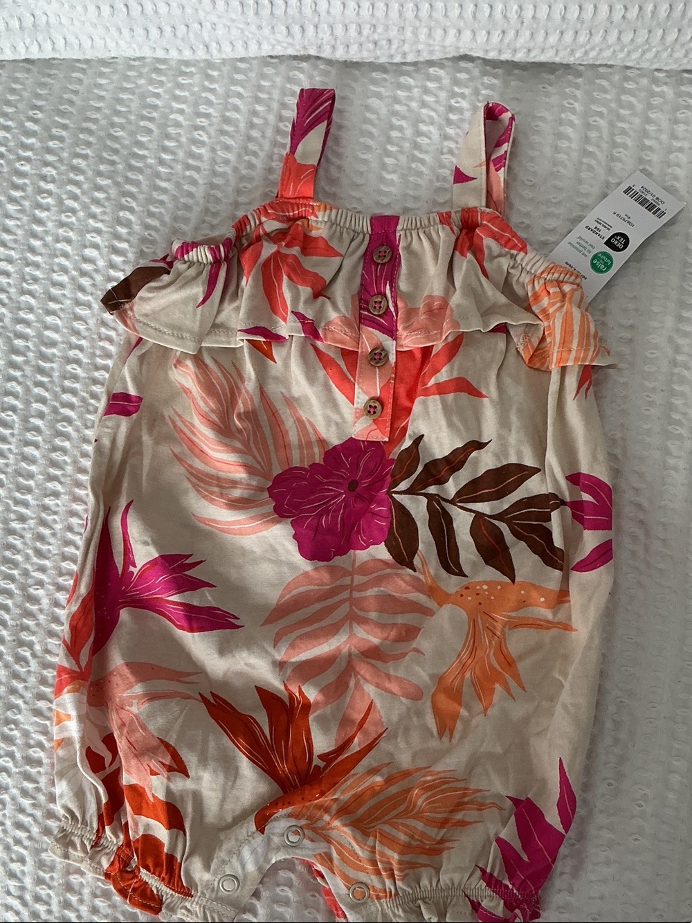 Carter's Cream Floral Tropical Print Girls One-Piece Romper. NWT